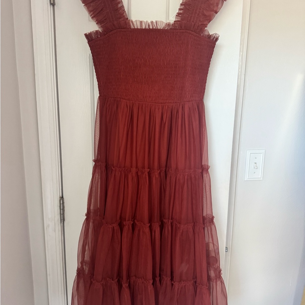 Rust Red Tiered Dress
